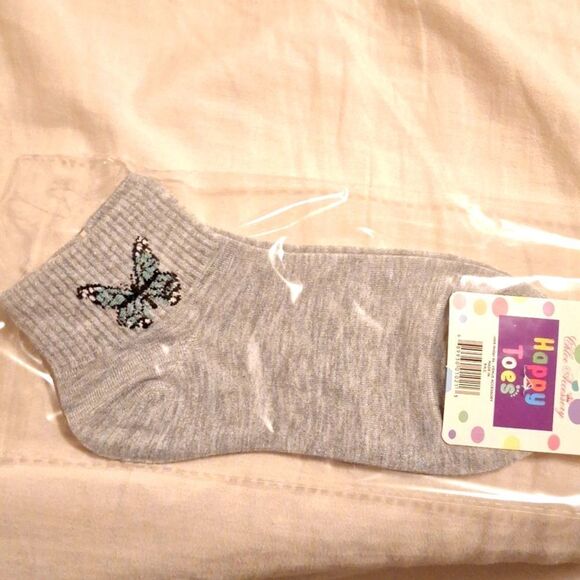 Gray and blue Butterfly ankle socks - Picture 3 of 3